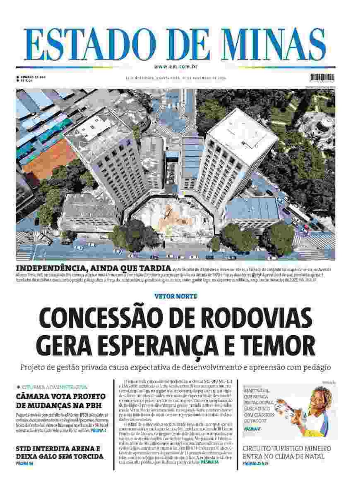 Confira a capa do Estado de Minas do dia 13/11/2024