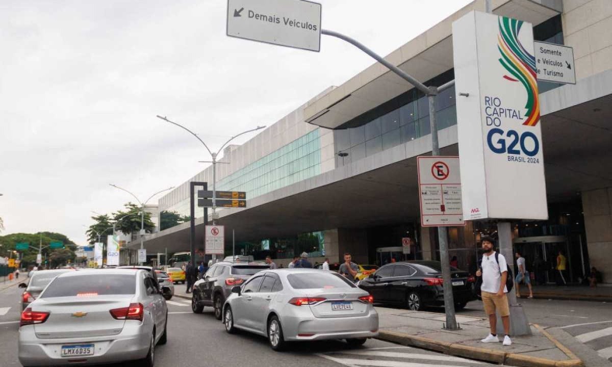 Entrada do Aeroporto Santos Dumont vai ficar fechada nos próximos dias 18 e 19 em razão da realização da Cúpula do G20, no Rio de Janeiro -  (crédito: Claudia Martini/Xinhua)