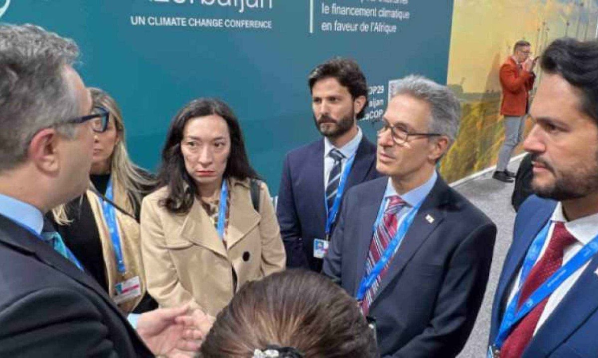 Governador Romeu Zema e secretários na 29ª Conferência das Nações Unidas sobre Mudanças Climáticas (COP 29) -  (crédito: Aluísio Eduardo / Digital MG)
