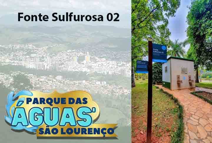 Localizada no Parque Novo, a Fonte Sulfurosa 02 contribui para o tratamento de diabetes, distÃºrbios do intestino e processos alÃ©rgicos da pele, alÃ©m de problemas respiratÃ³rios.