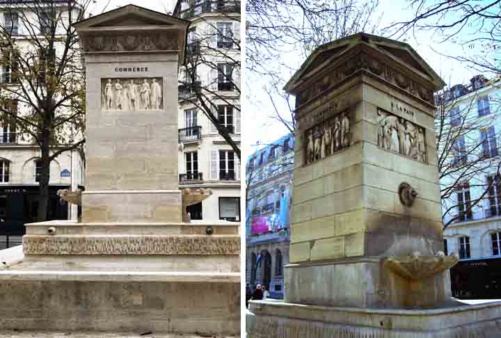 FONTAINE DE LA RUE DE LA PAIX - Paris - Este chafariz neoclássico, construído em 1840, é famoso por sua estrutura elegante e detalhes ornamentais. Ele se destaca na movimentada área comercial e é um ponto de referência da cidade.