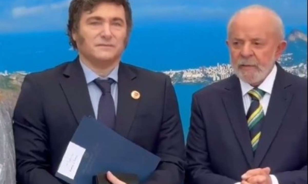 Lula e Milei se cumprimentam em C&uacute;pula do G20 -  (crédito: Reprodu&ccedil;&atilde;o/CanalGov)