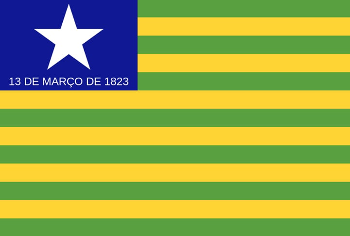 Piauí (PI) - Adoção: 24 de julho de 1922. Representação: O azul e branco remetem à bandeira nacional, e a estrela representa Teresina.