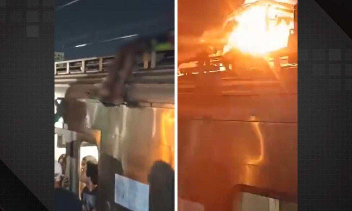 Passageiro viajava no alto do vagão e levou choque forte, que o deixou em estado grave de saúde -  (crédito: Reprodução/Dailymotion)