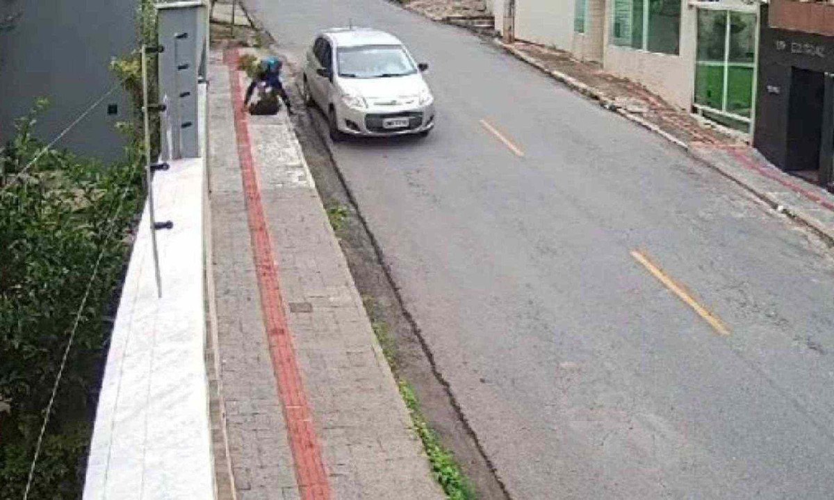Na &uacute;ltima sexta-feira (15/11), um Manac&aacute;-da-Serra foi furtado no bairro Graja&uacute; -  (crédito: Imagens do circuito de seguran&ccedil;a)