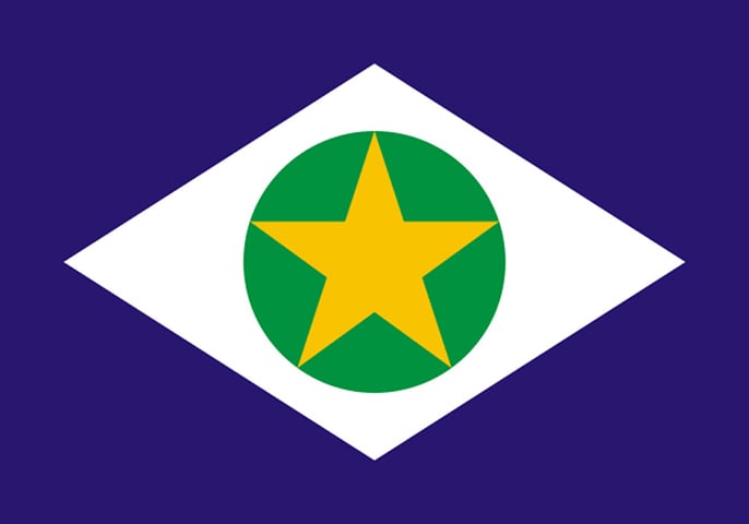 Mato Grosso (MT) - Adoção: 31 de janeiro de 1890. Representação: O verde representa as florestas, o azul a justiça, o branco a paz, e a estrela a capital Cuiabá.