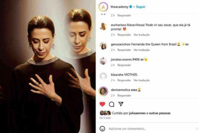 Fãs do desempenho da atriz no longa 'Ainda estou aqui' se mobilizam e inundam o Instagram da Academia de Hollywood com comentários e elogios para a brasileira -  (crédito: Reprodução)