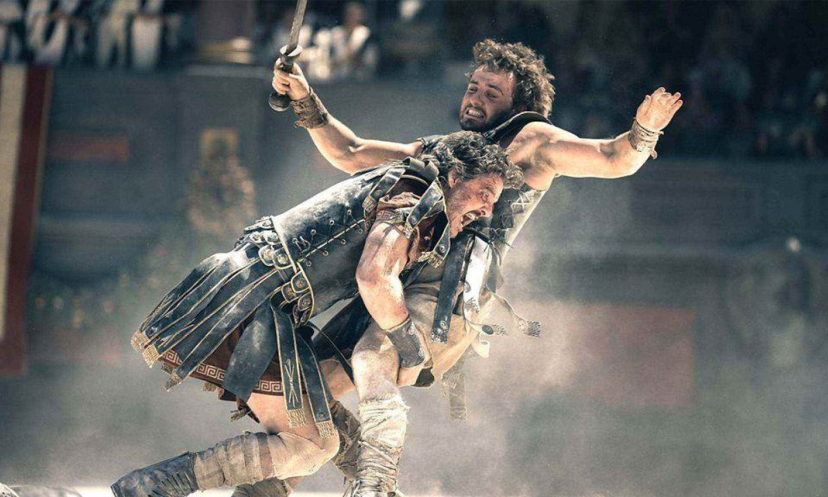 As representações do filme sobre lutas de gladiadores são na maioria incorretas — elas eram menos horríveis e com menos fatalidades do que o filme mostra -  (crédito: Aidan Monaghan)