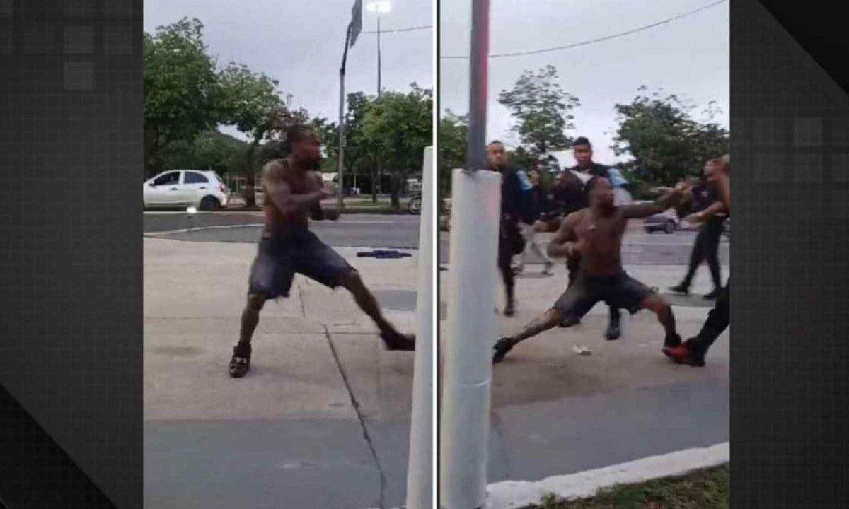 Nego do Borel trocou socos com um homem no entorno da Lagoa Rodrigo de Freitas, no Rio de Janeiro -  (crédito: Reprodução/Dailymotion)
