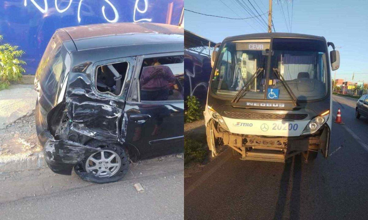 Um carro de passeio entrou na contramão na Via Expressa, em Contagem -  (crédito: Transcon)