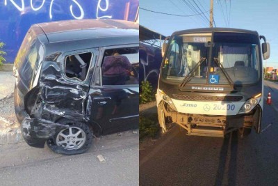 Um carro de passeio entrou na contramão na Via Expressa, em Contagem -  (crédito: Transcon)