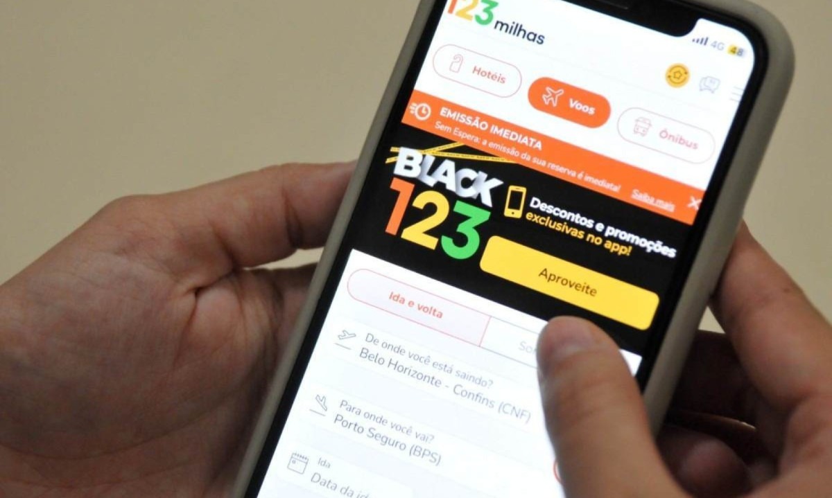 Site da empresa 123 Milhas -  (crédito: Tulio Santos/EM/D.A.Press)