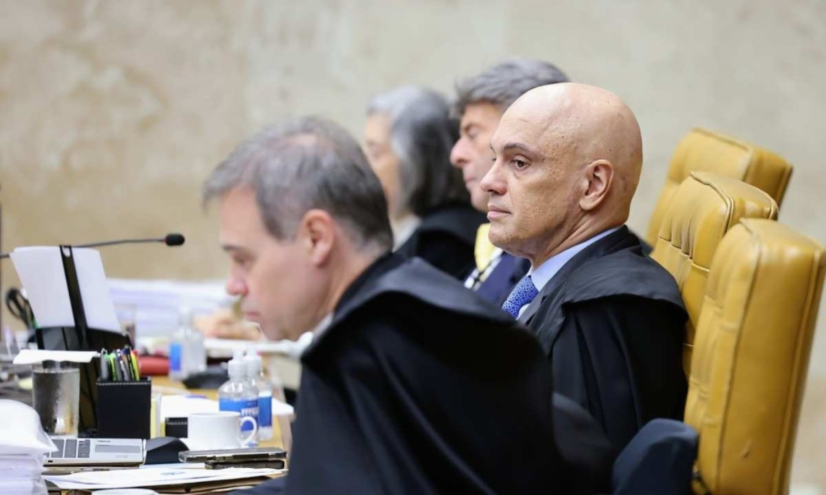 Ministro Alexandre de Moraes na sessão que analisa a responsabilidade das redes sociais pelas publicações -  (crédito: Antonio Augusto/STF)