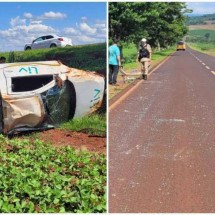 Carro funerário com corpo capota ao desviar de porco-do-mato em Minas - Polícia Militar Rodoviária/Divulgação