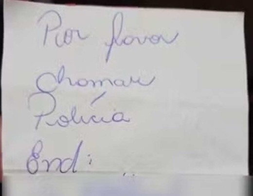 A carta tinha um pedido para que a polícia fosse acionada, além do endereço da vítima -  (crédito: ReproduÃ§Ã£o/Redes sociais)