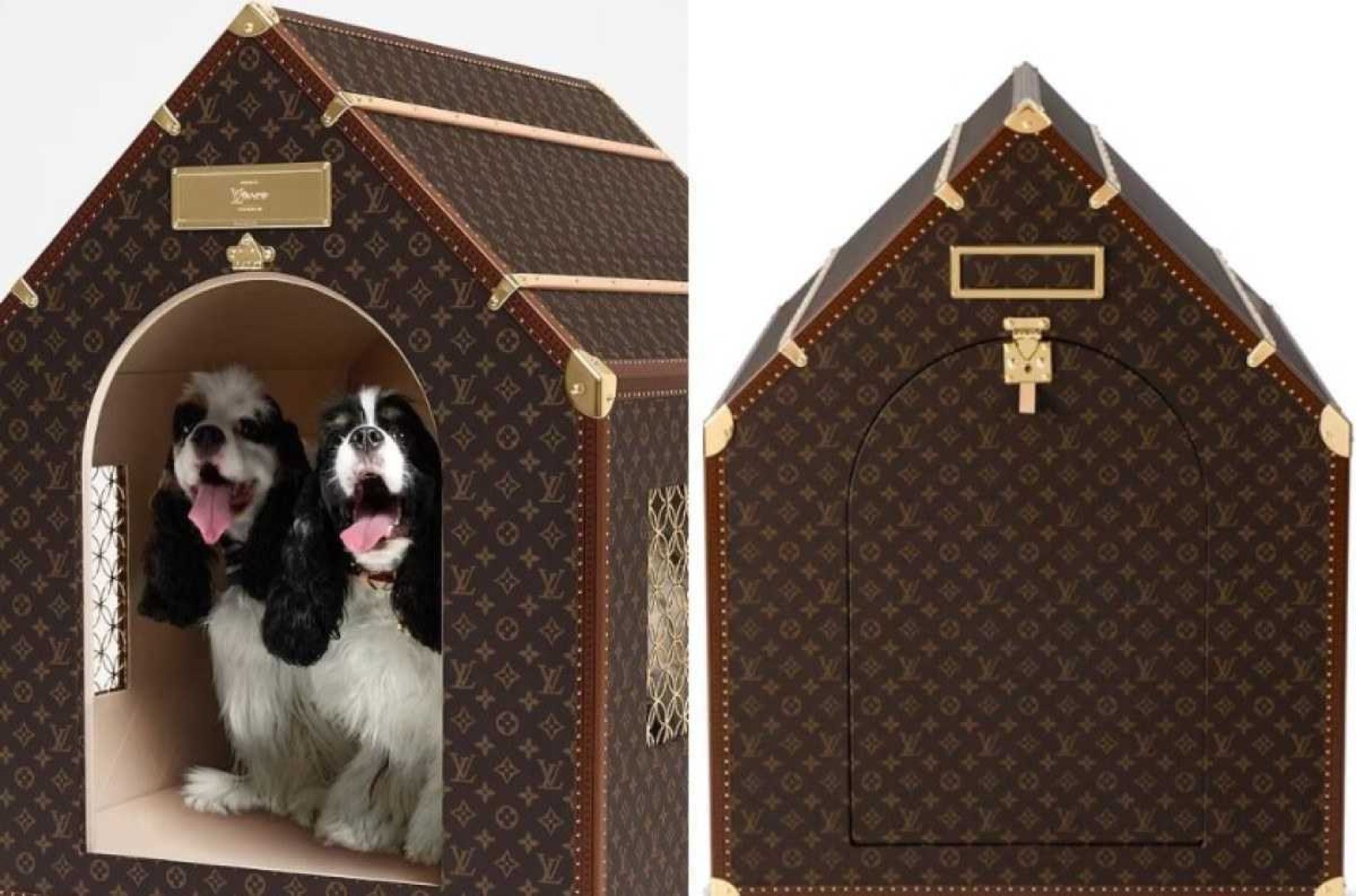 A coleção tem casinhas para cachorros forradas com couro e logomarca clássicos da grife -  (crédito: Divulgação/Louis Vuitton)