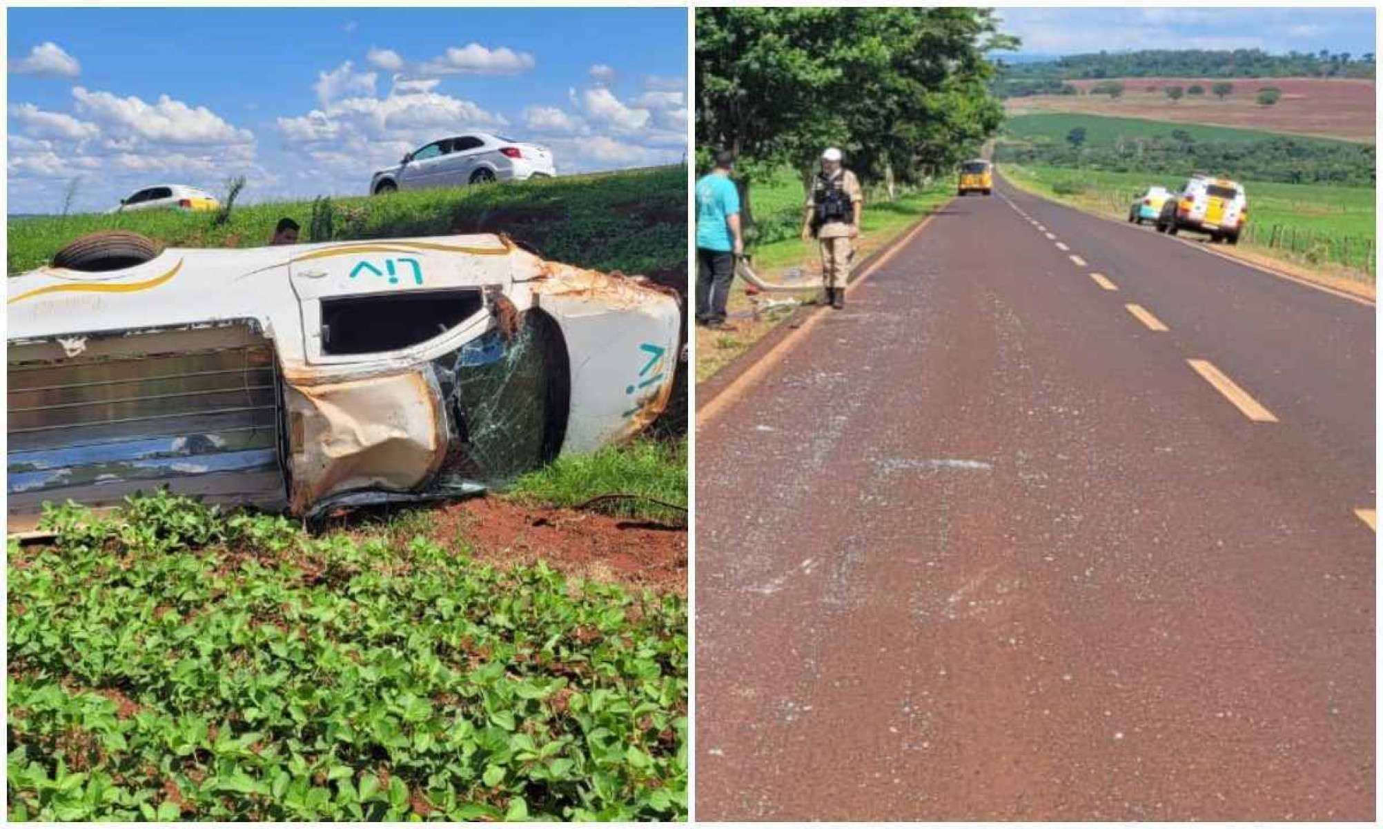 Carro funerário com corpo capota após desviar de porco do mato em Minas