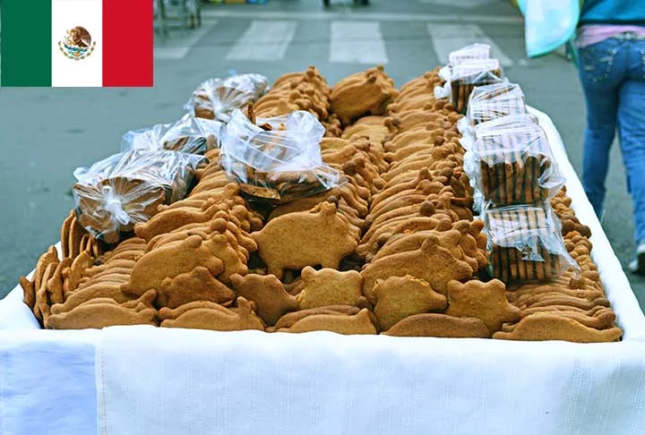 6º) Marranitos (México): Também conhecidos como puerquitos ou cochinitos, esses são pães de mel tradicionais na culinária mexicana feitos com melaço, farinha de trigo, bicarbonato de sódio, canela, gengibre e outros temperos. 