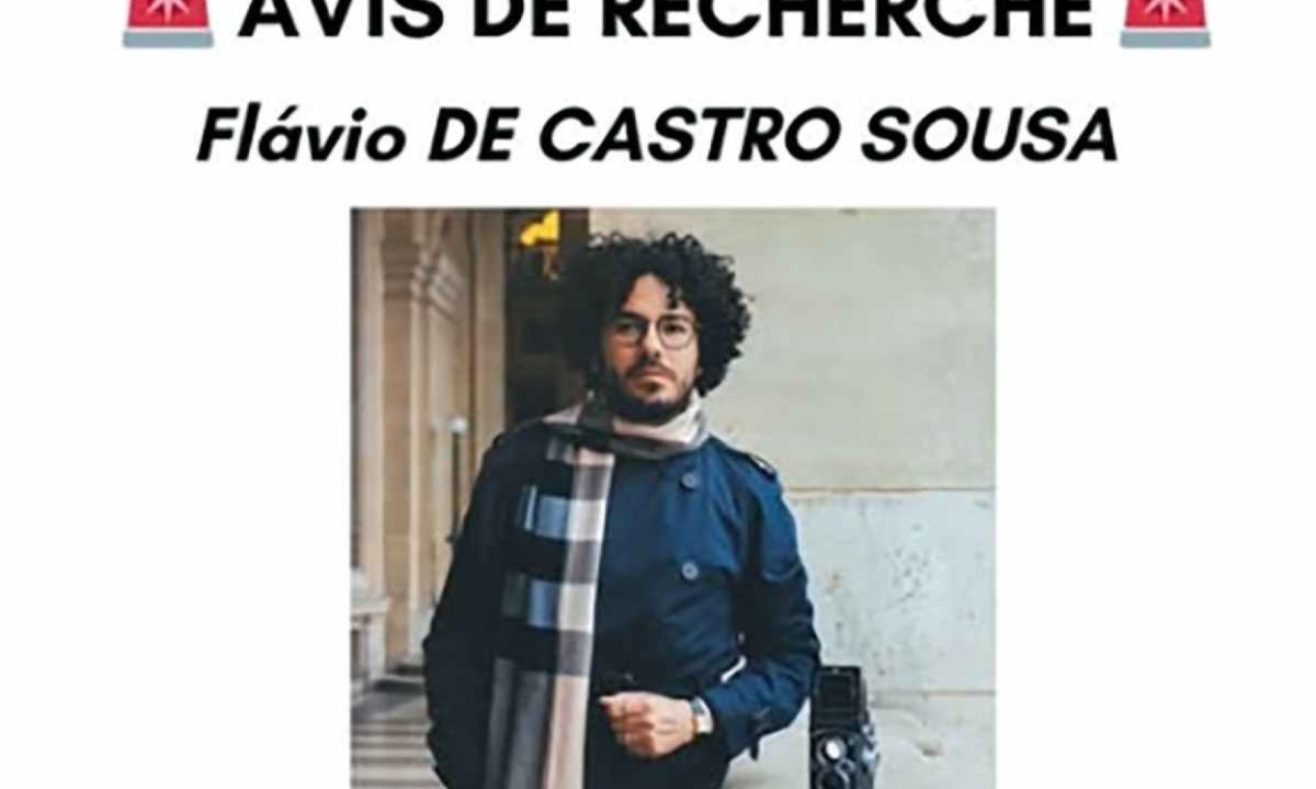 Cartaz de procura por desaparecidos na França procura informações sobre Flávio -  (crédito: Reprodução/redes Sociais)