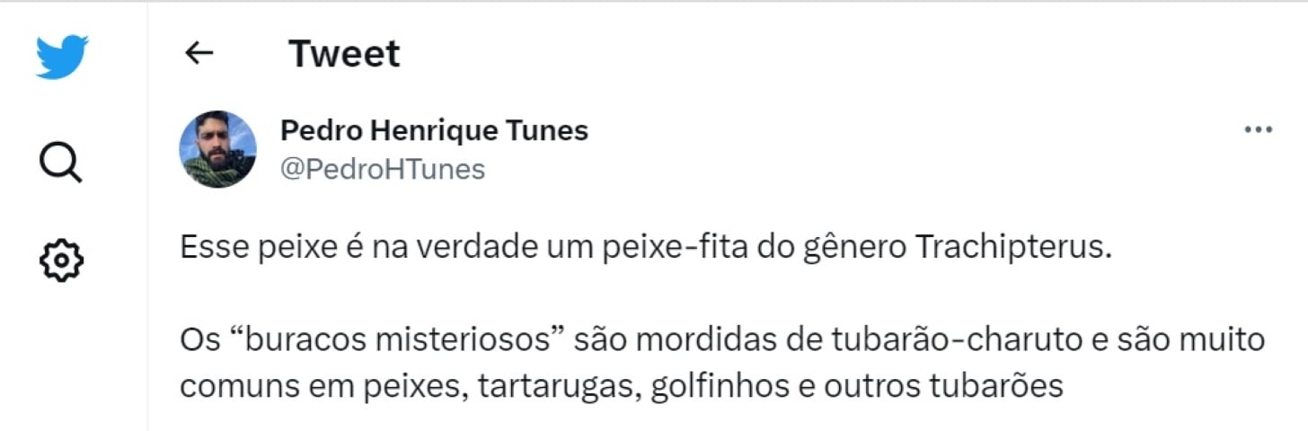 Porém, no Twitter, o biólogo Pedro Henrique Tunes desvendou o 