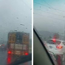 Queda de moto e chuva complicam trânsito na BR-381 - Redes Sociais