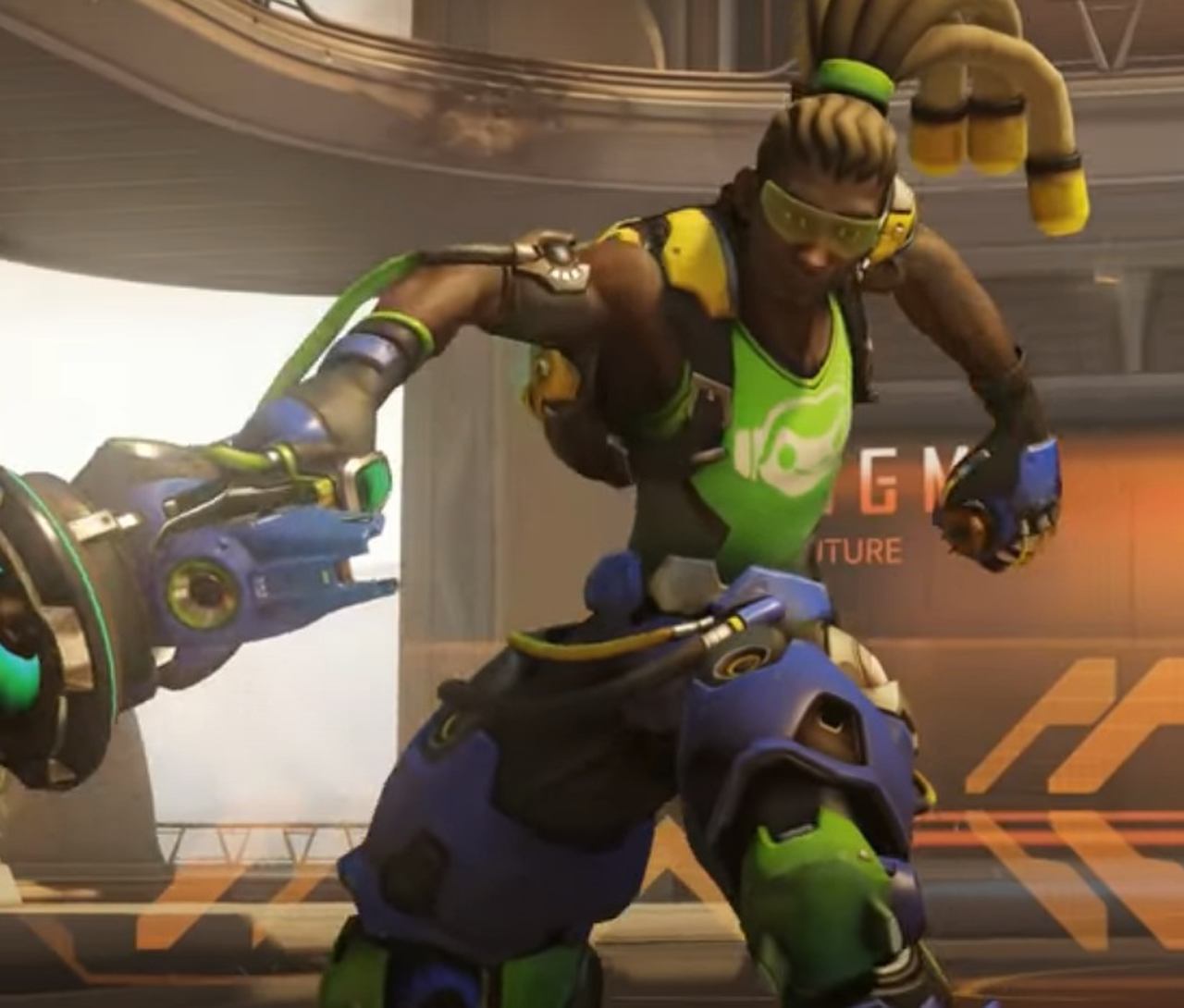 Personagem: Lúcio - Um dos poucos personagens brasileiros com um nome característico do país, Lúcio é do jogo Overwatch e passou sua infância em uma favela no Rio de Janeiro. 