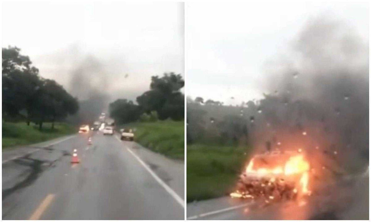 Corpo de Bombeiros foi acionado pelo motorista do veículo -  (crédito: Redes sociais)