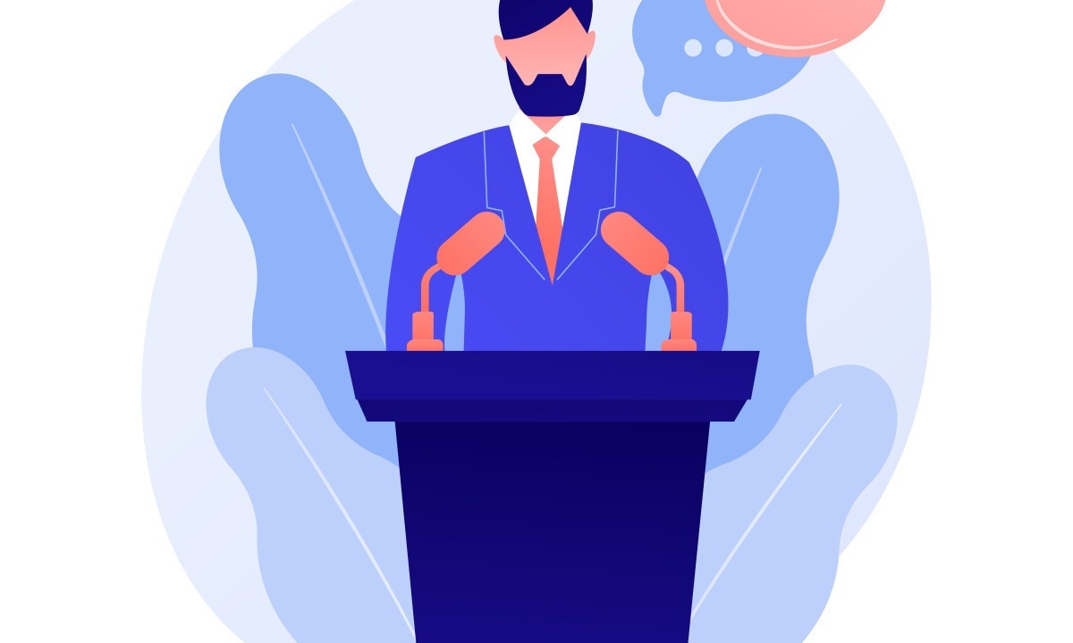  Business conference, corporate presentation. Female speaker flat character with empty speech bubbles. Political debates, professor, seminar. Vector isolated concept metaphor illustration
     -  (crédito: DINO)