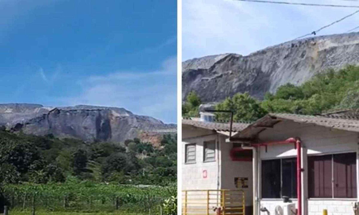 Corpo de Bombeiros, Defesa Civil e Polícia Militar atuam na ocorrência de desmoronamento de pilha de rejeitos dentro da Mina de Turmalina -  (crédito: Reprodução)