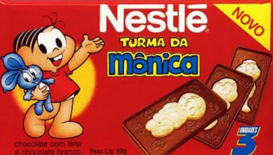 Turma da Mônica, da Nestlé: Esse chocolate fez parte da infância de muita criança nos anos 1990, mas depois de um imbróglio envolvendo a licença dos personagens, o doce com os personagens acabou saindo de linha.