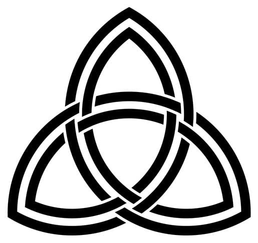 Triquetra: Acredita-se que o símbolo tenha surgido na Europa, há cerca de 5.000 anos. Na cultura celta, a triquetra representa a tríade divina, ou as três faces da Deusa Mãe. As três pontas representam as três fases da vida: nascimento, vida e morte.