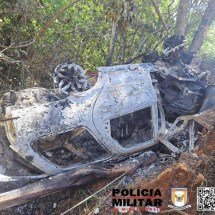 Jovens morrem em capotamento seguido de incêndio na BR-352 - PMRv/Divulgação