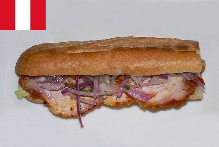 2Âº - Butifarra - SanduÃ­che tÃ­pico do Peru que contÃ©m alface, pimenta, rabanete, salsa e jamÃ³n (presunto cru), em um pÃ£o crocante com pimenta. Faz parte do cafÃ© de manhÃ£ e tambÃ©m costuma ser servido em festas de aniversÃ¡rio.