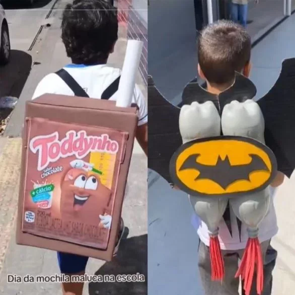 Pra quem não viu: Dia da Mochila Maluca bombou nas redes - montagem/reprodução/tiktok