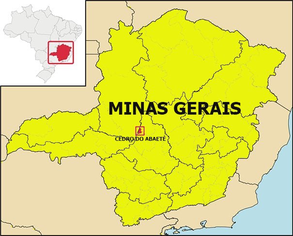 O distrito está situado em uma altitude de 920 metros, na zona central mineira. As serras que se destacam são as do Tigre, Capacete, Pedra-Menina e Gamelão. O local ganhou o nome em alusão a uma árvore da madeira cedro que, por causa de sua beleza,  servia de referência 