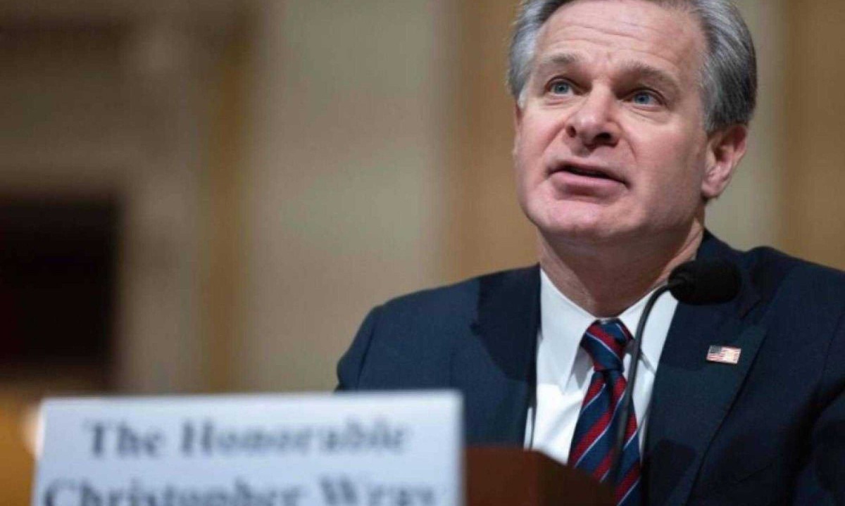 Christopher Wray é alvo frequente da ira dos apoiadores de Trump -  (crédito: Julia Nikhinson/AFP - 31.1.2024)