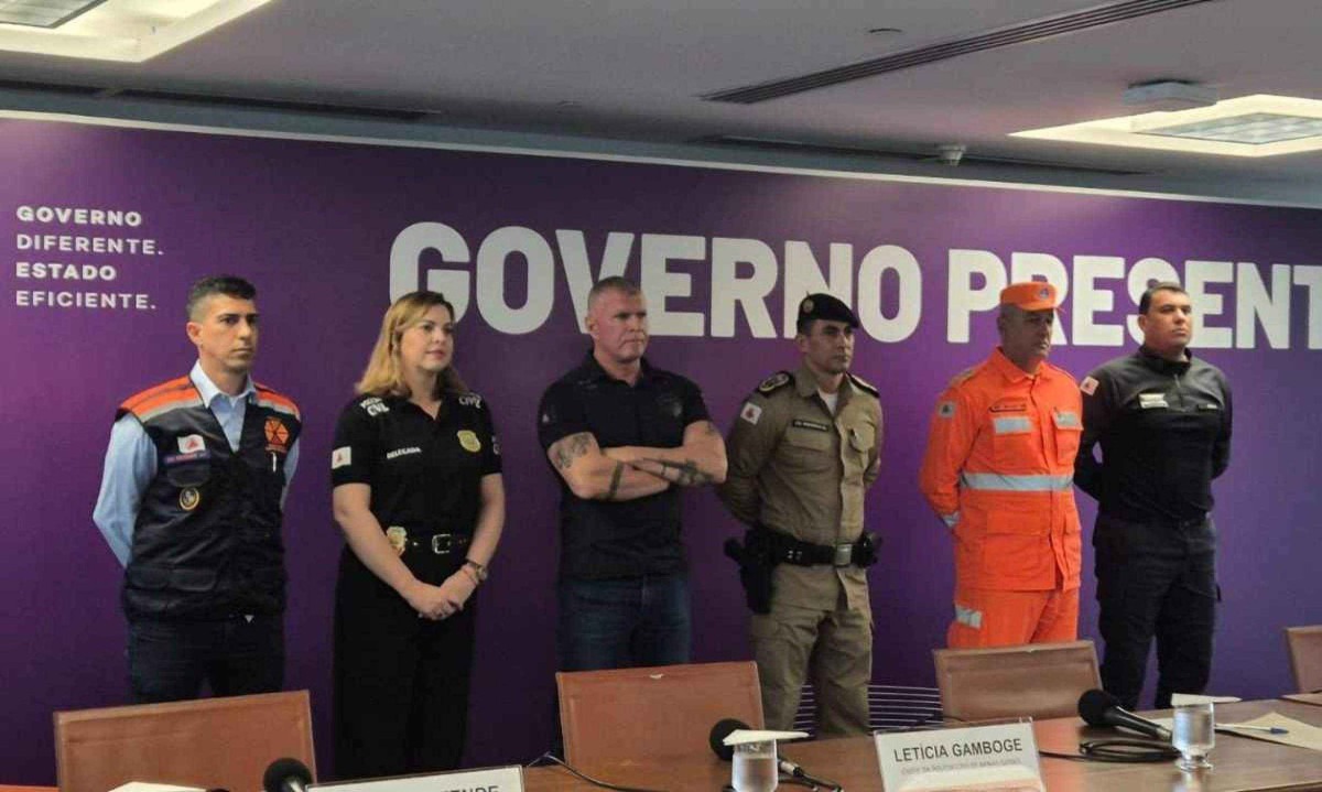 No balanço de órgãos de segurança pública do estado, estiveram presentes representantes da Defesa Civil, Polícia Civil, Sejusp, Polícia Militar, Corpo de Bombeiros Militar e Polícia Penal -  (crédito: Jair Amaral/EM/D.A Press)