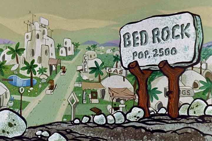 Bedrock é a cidade ficcional da pré-história onde moram os personagens dos Flintstones, desenho animado da Hanna-Barbera, produtora dos EUA. Com 2500 habitantes, a população tende a ser bastante amigável e tem o costume de participar de projetos de caridade.