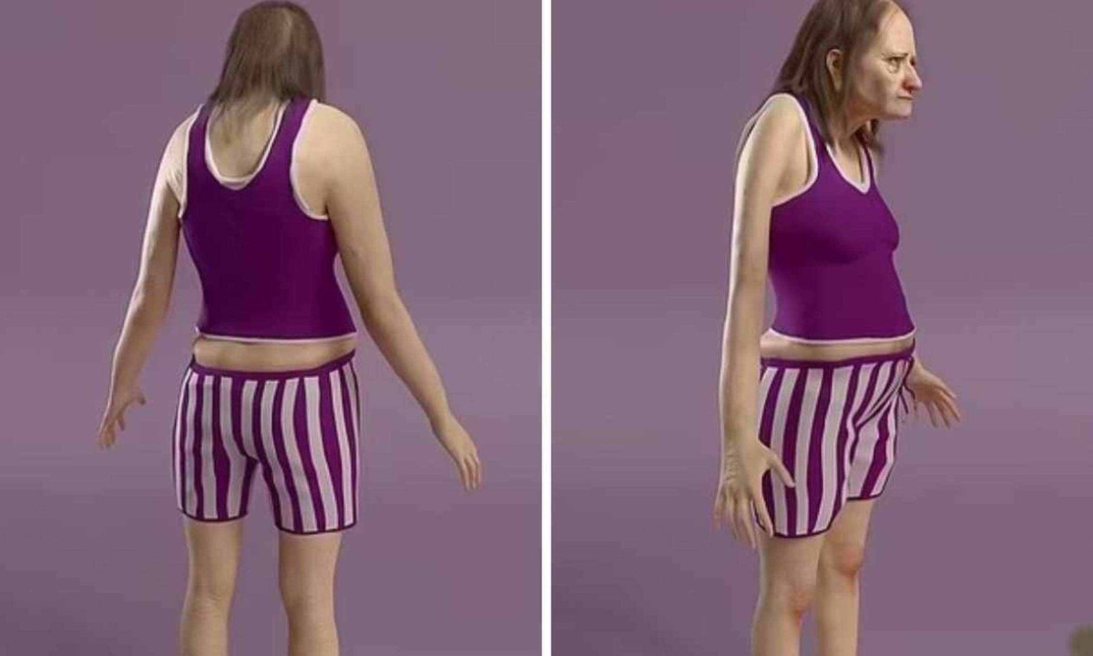 Modelo 3D mostra que Hannah teria sobrepeso, problemas de postura e atrofia muscular -  (crédito: Reprodução)