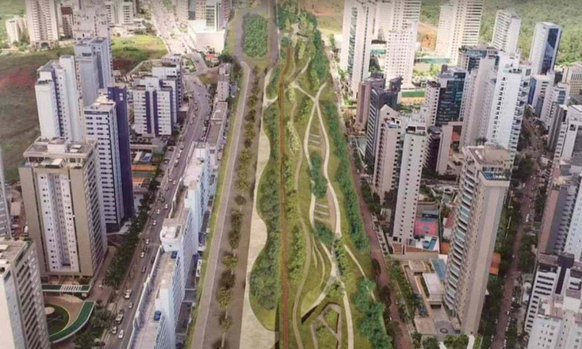Montagem mostra como ficar&aacute; o espa&ccedil;o ap&oacute;s a conclus&atilde;o das obras -  (crédito: Divulga&ccedil;&atilde;o/Parque da Linha F&eacute;rrea)
