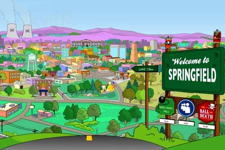 Springfield é a cidade habitada pelos personagens da série de televisão 