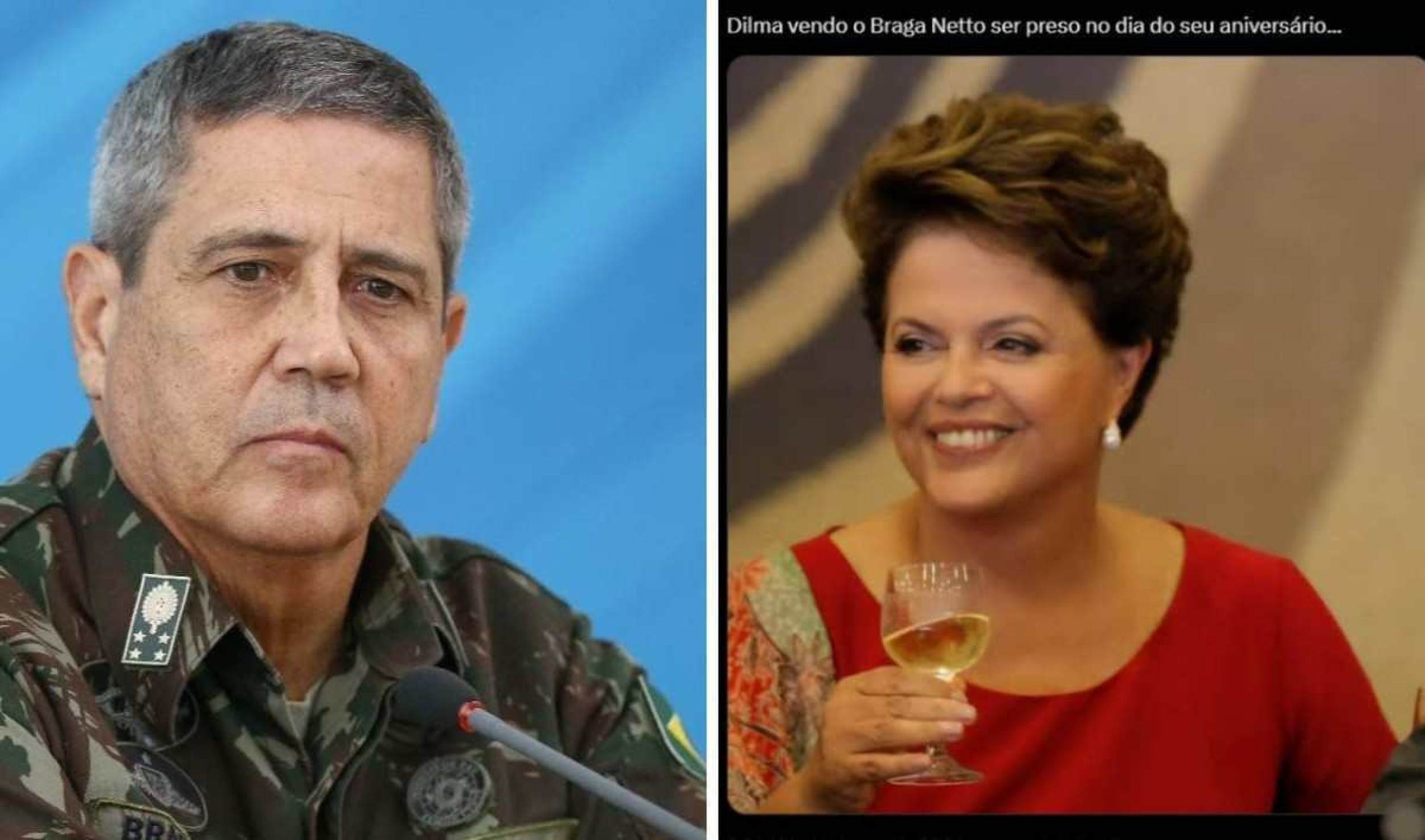 Web aponta coincidência entre prisão de Braga Netto e aniversário de Dilma