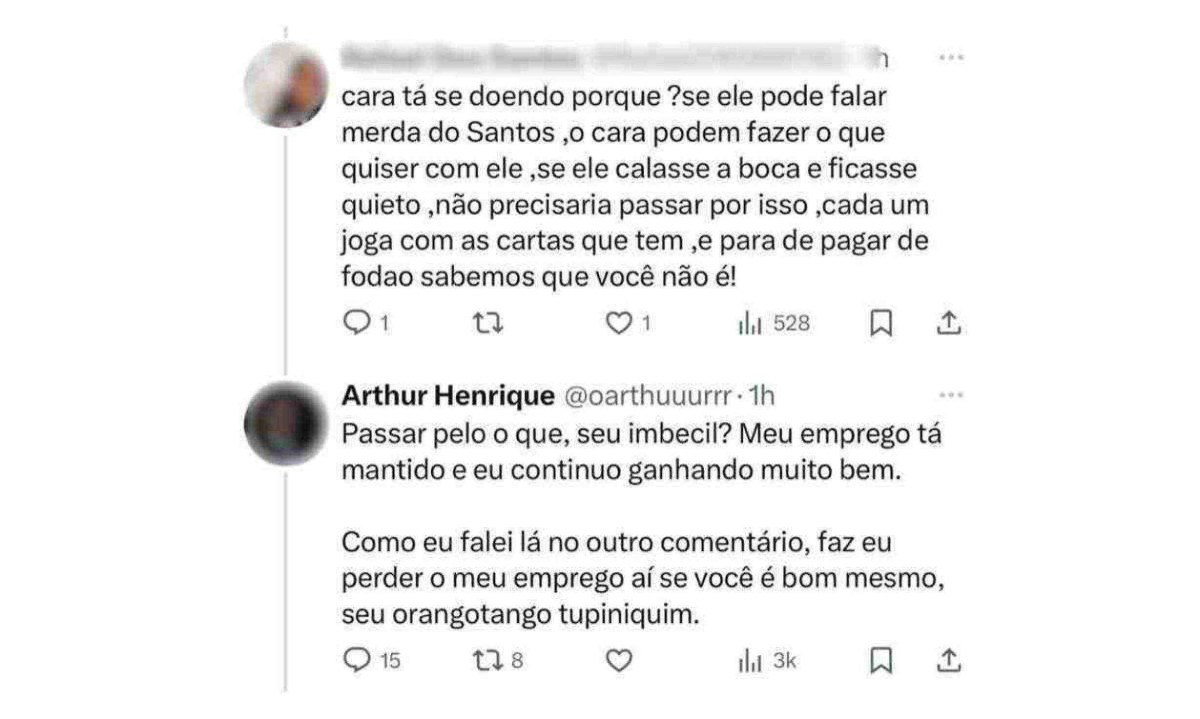 A conta denominada Arthur Henrique se define como 'mineiro, adepto do futebol bonito e colaborador administrativo na Unimed-BH' -  (crédito: Redes sociais)