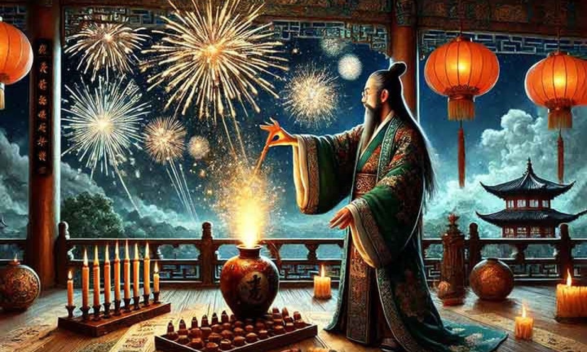A tradição de soltar fogos de artifício no Réveillon tem origens que combinam elementos históricos e culturais. Os fogos de artifício surgiram na China, há cerca de 2 mil anos, com a invenção da pólvora. Eles eram usados para espantar maus espíritos e trazer sorte no início do ano.
 -  (crédito:  Imagem cirada por Inteligência Artificial atrav~es do aplicativo Microsoft Design)