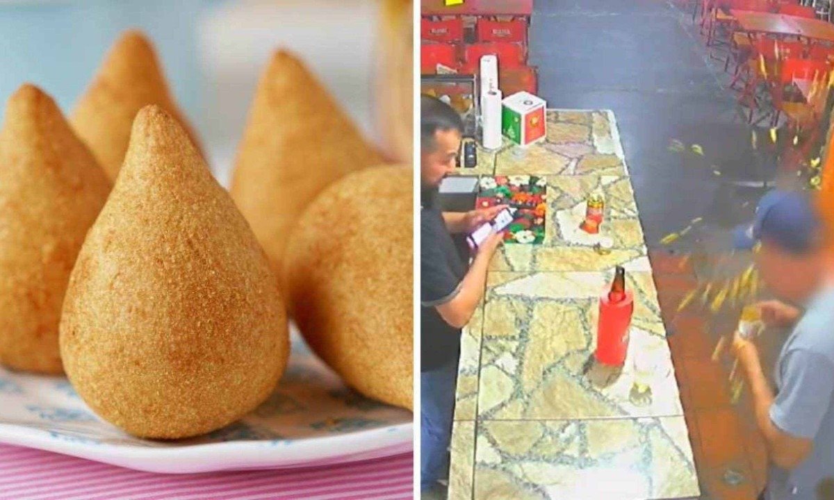 Explosão de coxinha causou ferimentos leves em cliente de bar -  (crédito: Reprodução / redes sociais)