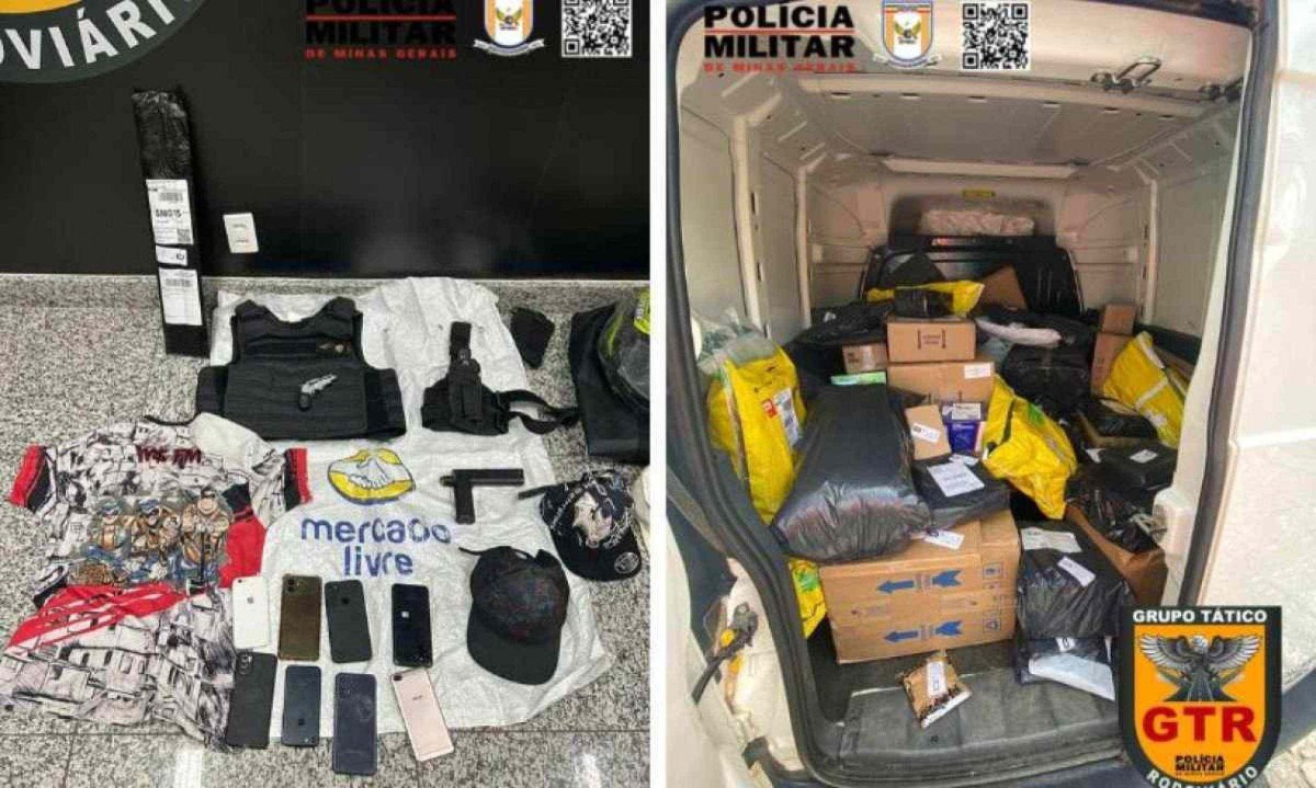 Polícia recuperou carga de produtos roubados enquanto eram entregues, às vésperas do Natal -  (crédito: PMRv/Divulgação)