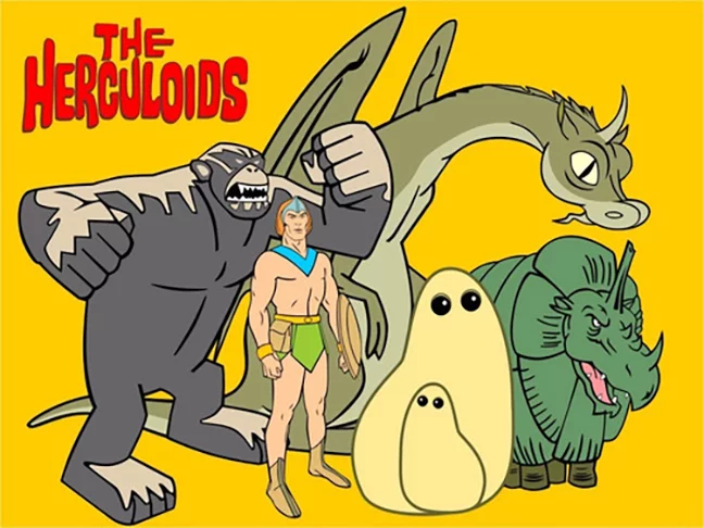 Os Herculoides (1967) - A série voltada para o público juvenil só teve 2 temporadas com 36 episódios. Nessa ficção científica, uma família vive desafios num período jurássico e tem poderes especiais e animais fantásticos. Grande sucesso nas manhãs da Globo.