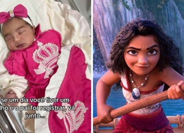 Bebê foi registrada com nome de Moana Sophie -  (crédito: Reprodução / TikTok / Disney)