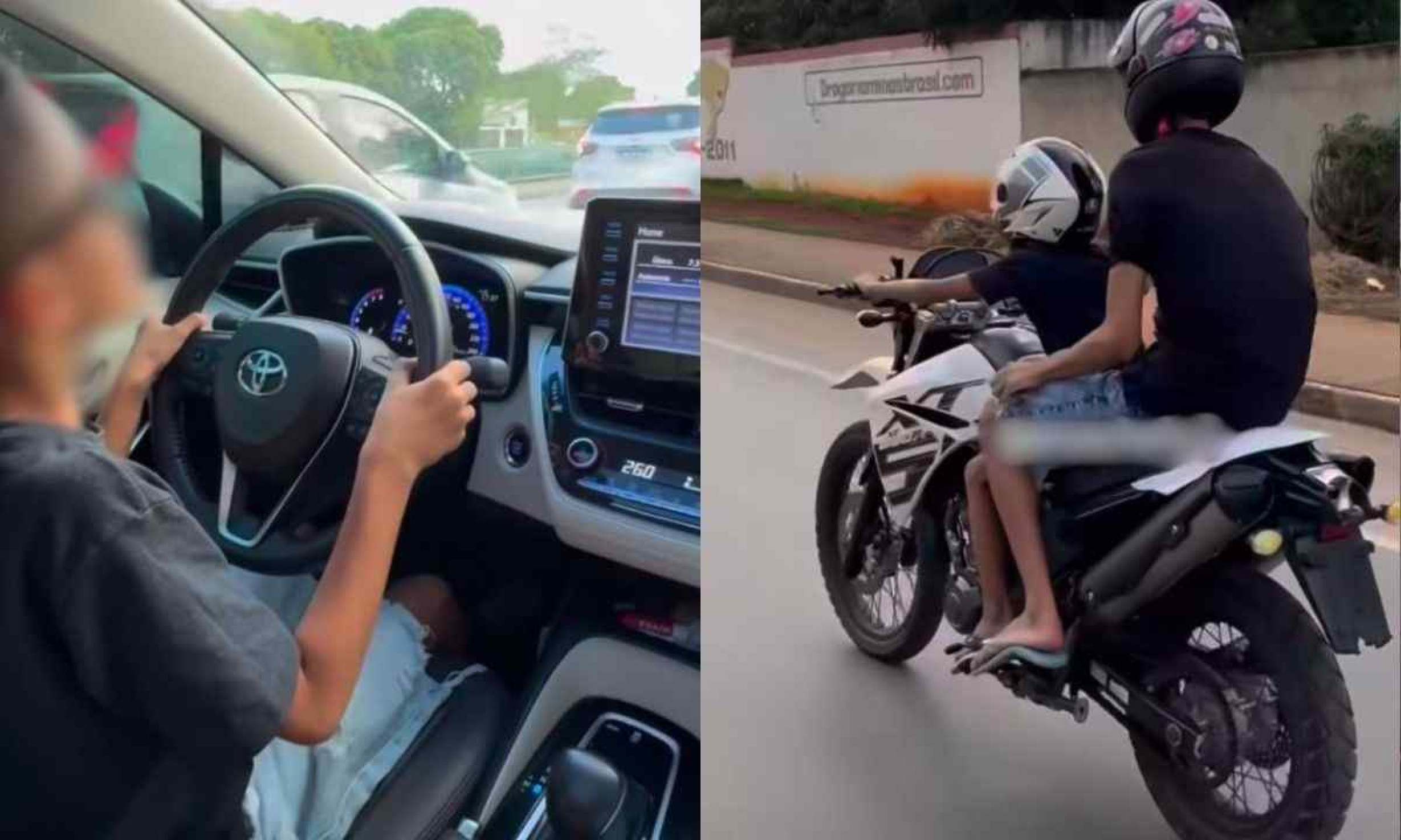 Família é investigada por gravar criança dirigindo carro e moto em MG