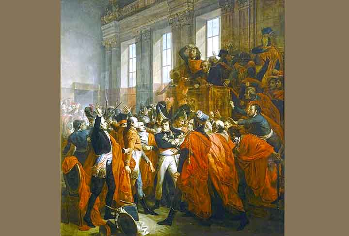 Em 9 de novembro de 1799, Napoleão tornou-se Primeiro Cônsul da França. No cargo, articulou um golpe, que ficou conhecido como 18 Brumário e acabou por encerrar o período revolucionário. 
